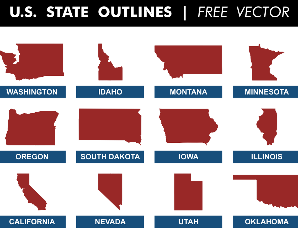 U.S. State Outlines Free Vector