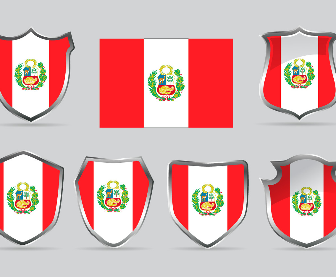 Vector Set Shield of Flag Peru