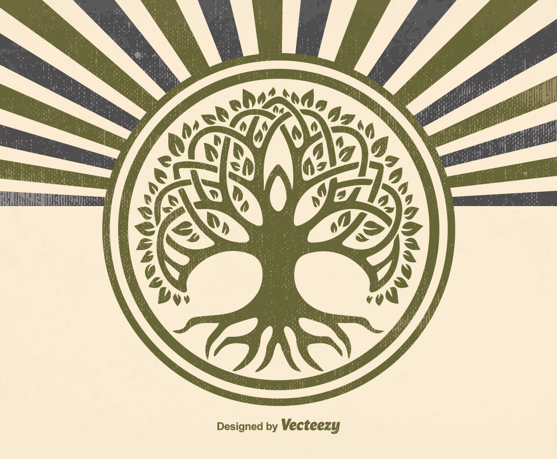 Retro Style Celtic Tree Illustration