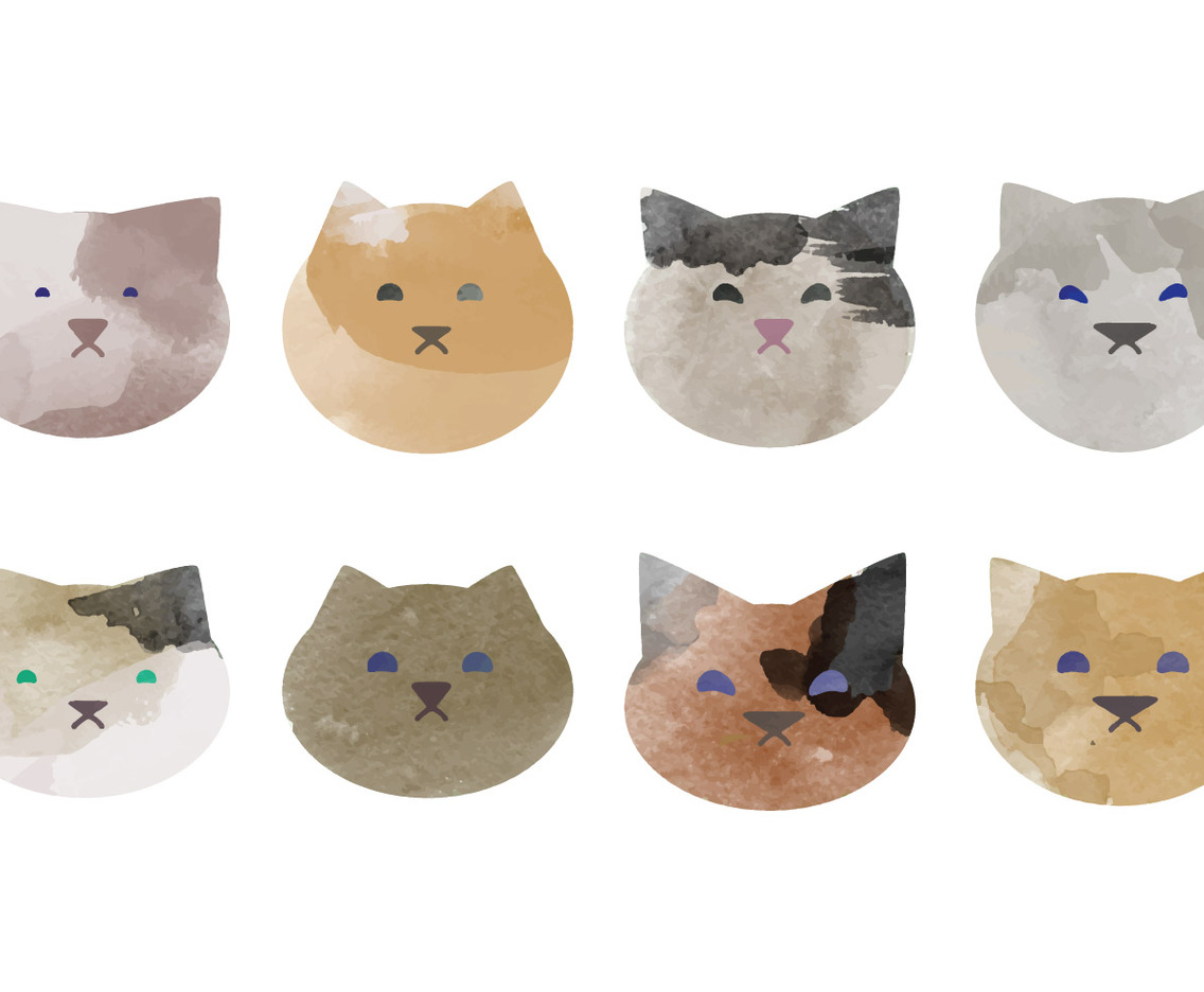 Vector Watercolor Cats Collection