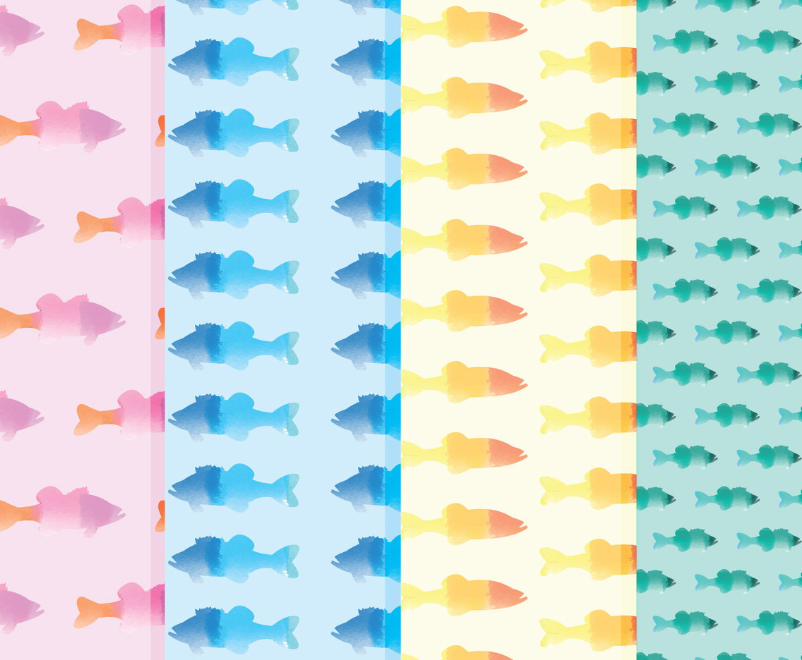 Vector Watercolor Fish Patterns