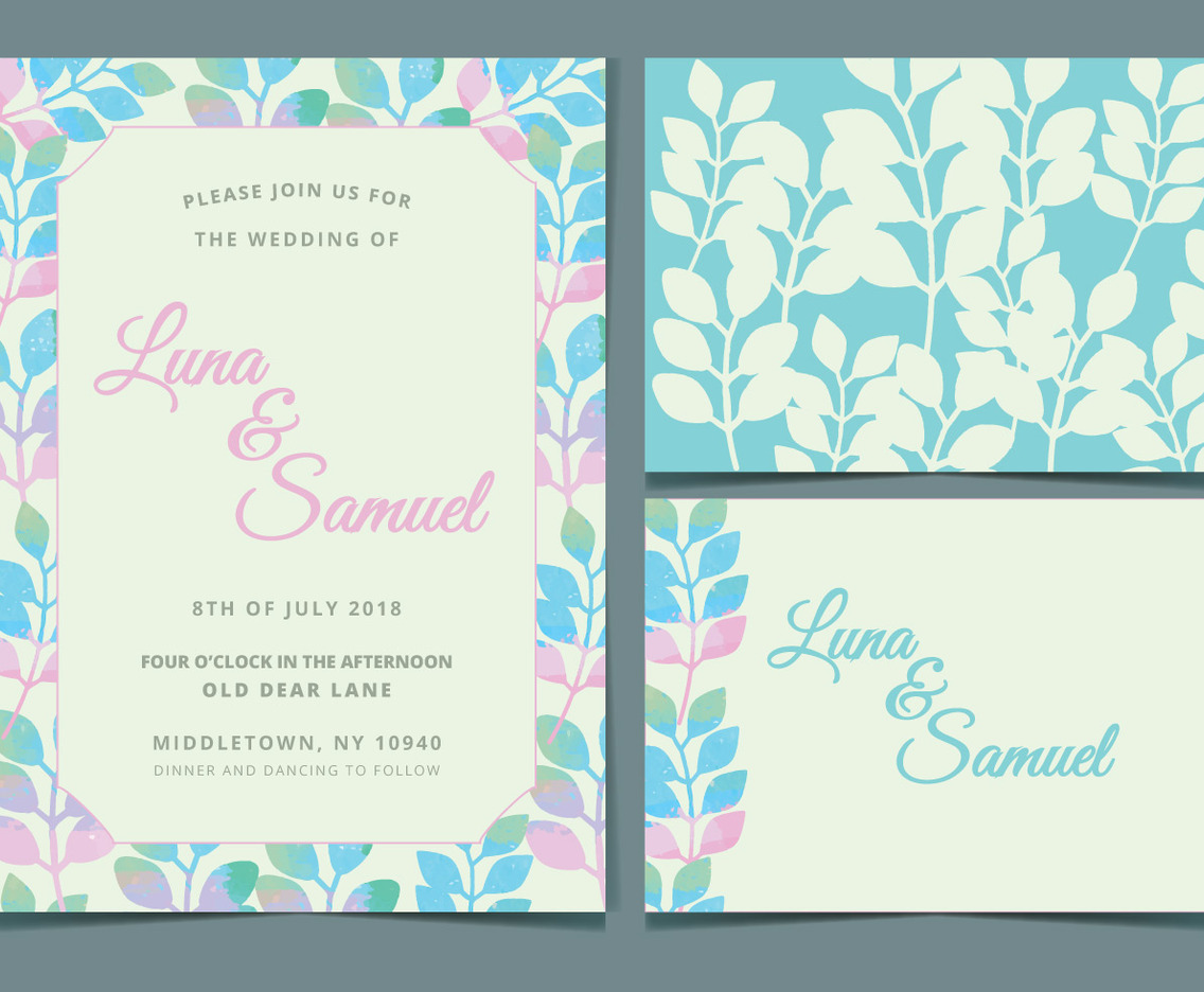 Vector Pastel Wedding Invite