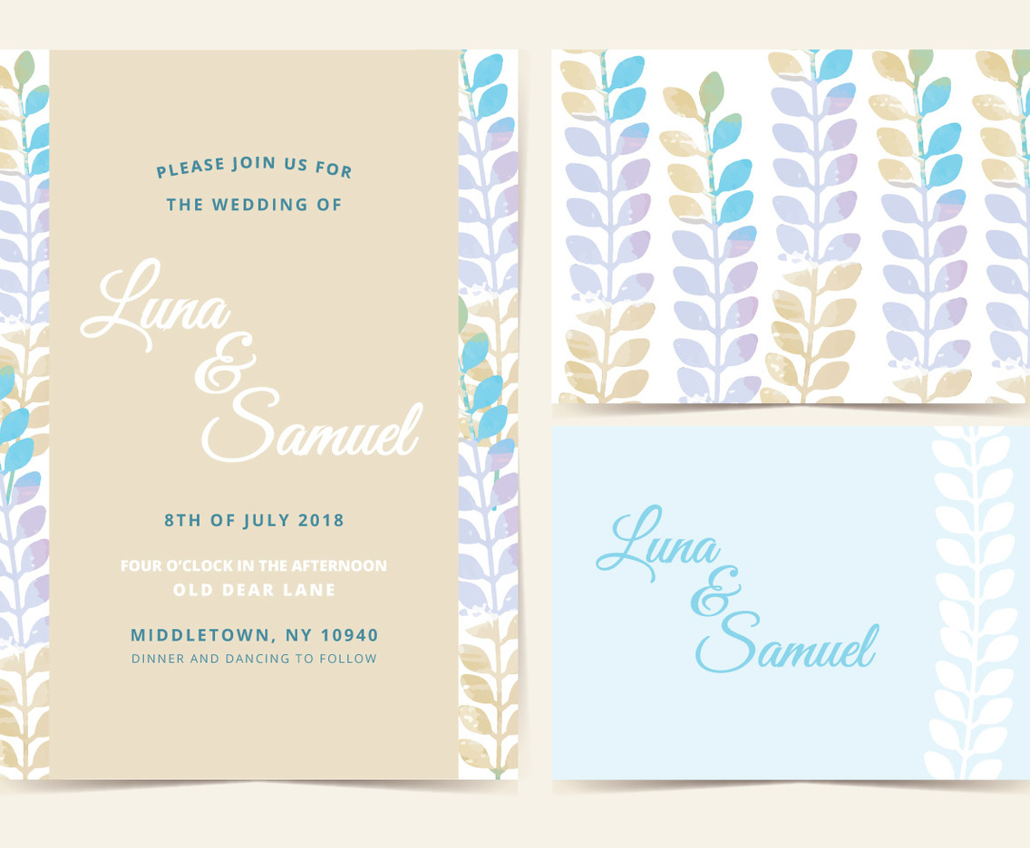 Vector Pastel Wedding Invite