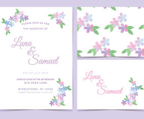 Pink Lilac Vector Wedding Invite