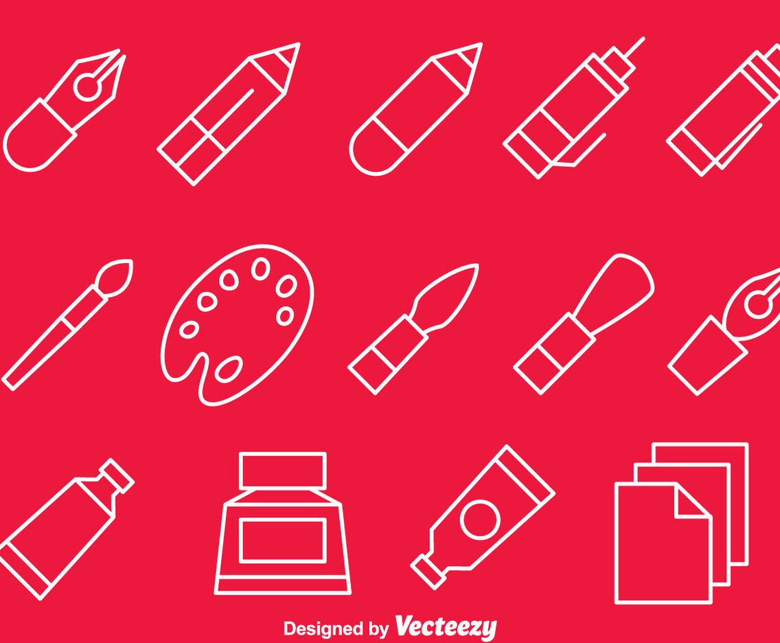 Drawing Tools Line Icons Vector