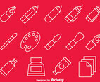 Drawing Tools Line Icons Vector