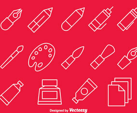 Drawing Tools Line Icons Vector