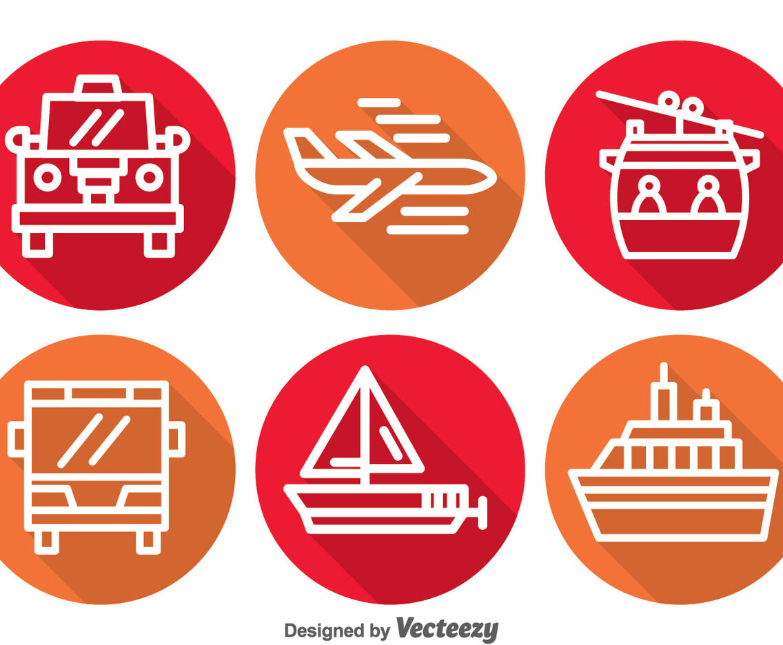Transportation Long Shadow Icons