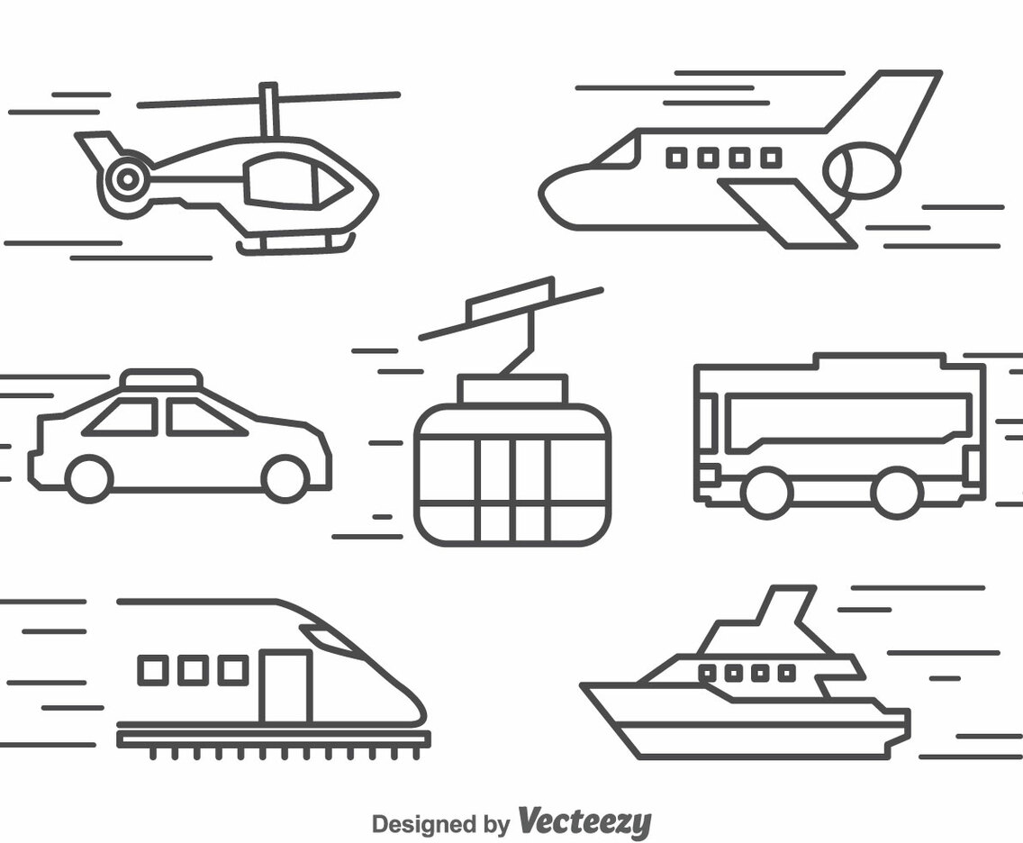 Transportation Line Icons Vector