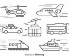 Transportation Line Icons Vector