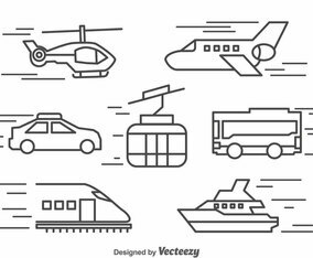 Transportation Line Icons Vector