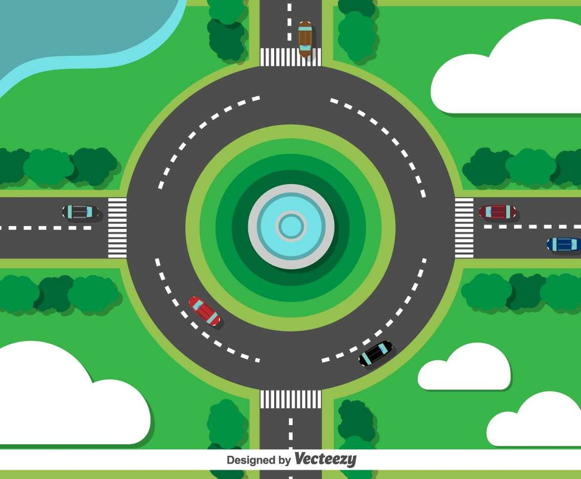 Vector Roundabout City Traffic