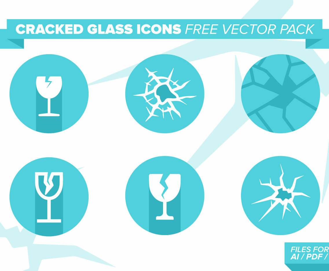 Cracked Glass Icons Free Vector Pack