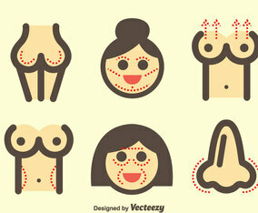 Woman Plastic Surgery Icons