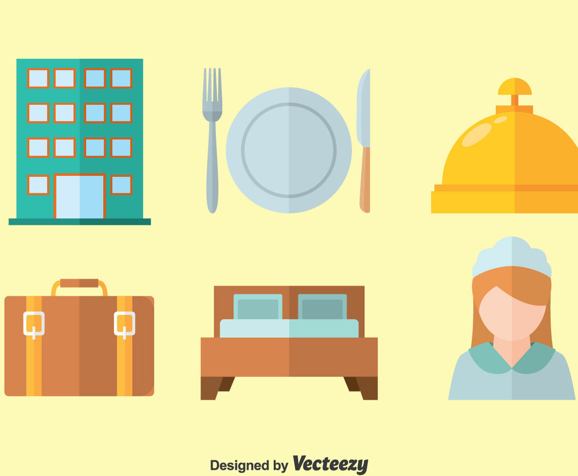 Hotel Flat Iocns Vector