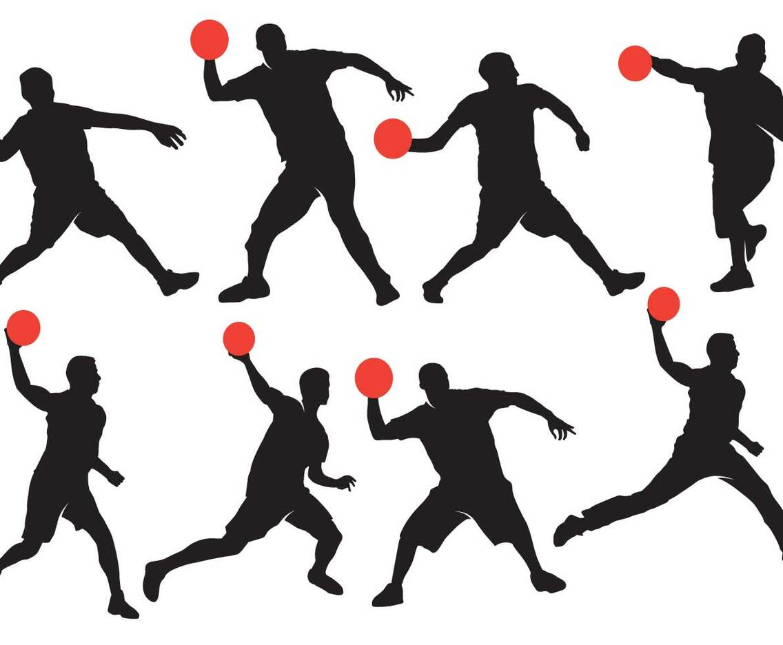 Dodgeball Silhouette with Ball Vectors