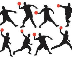 Dodgeball Silhouette with Ball Vectors