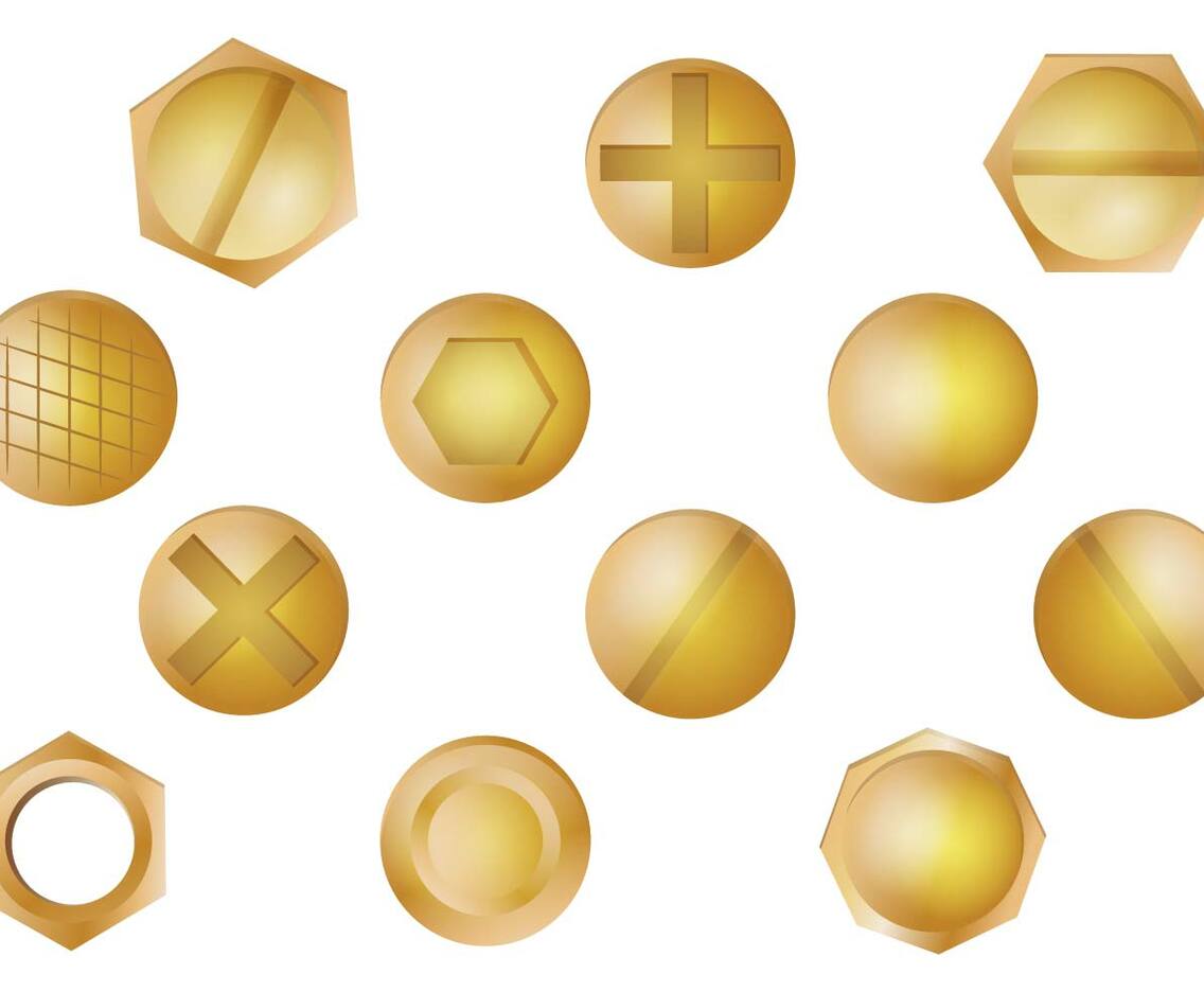 Gold Nail Head Vector Set