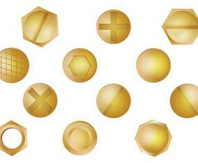 Gold Nail Head Vector Set