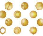 Gold Nail Head Vector Set
