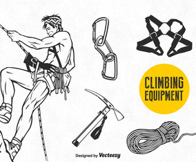 Free Vector Climbing Equipment Set