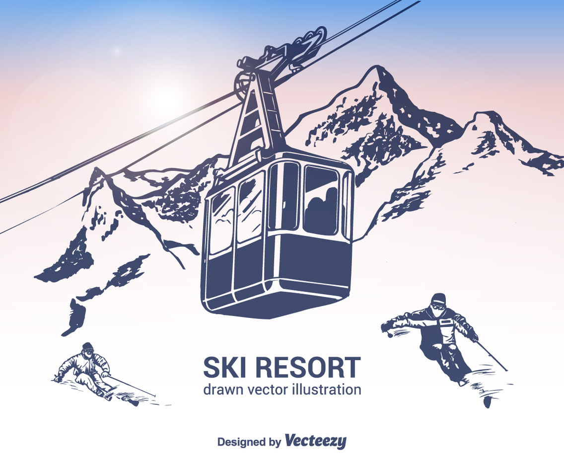 Free Ski Resort Vector Illustration
