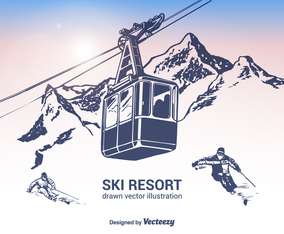 Free Ski Resort Vector Illustration