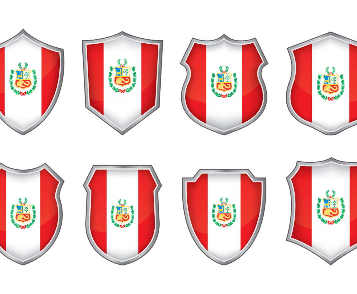Peru Flag Badge Vectors