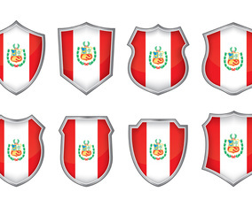 Peru Flag Badge Vectors