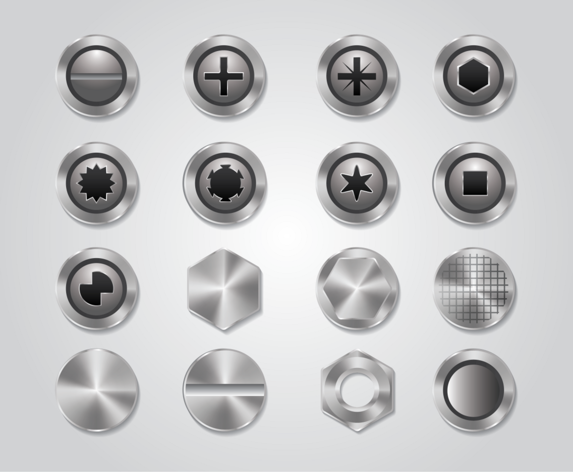 A set of metal nail head