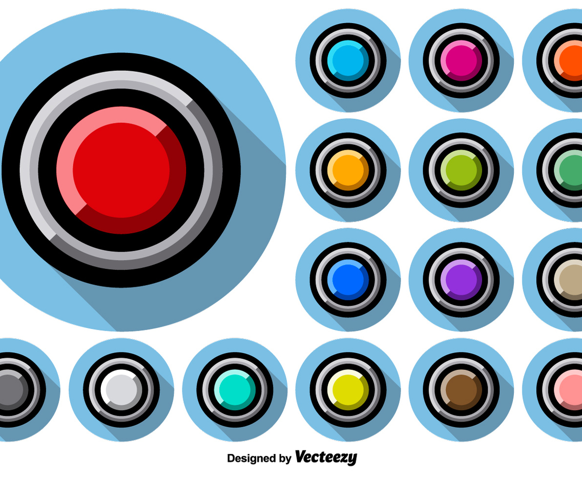 Collection Of Arcade Style Colorful Buttons
