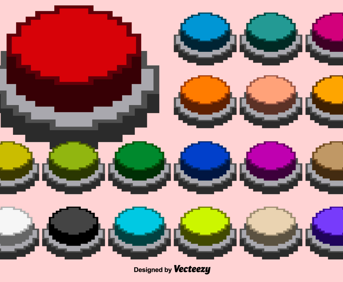 Collection Of Vector Pixelated Arcade Buttons