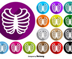 Rib Cage Icon Colorful Buttons Vector Set