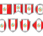 Peru Flag Badge Vectors