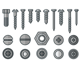 Screws, nuts and rivets icons