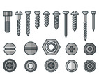 Screws, nuts and rivets icons