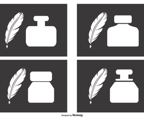 Ink Pots and Quill Icons