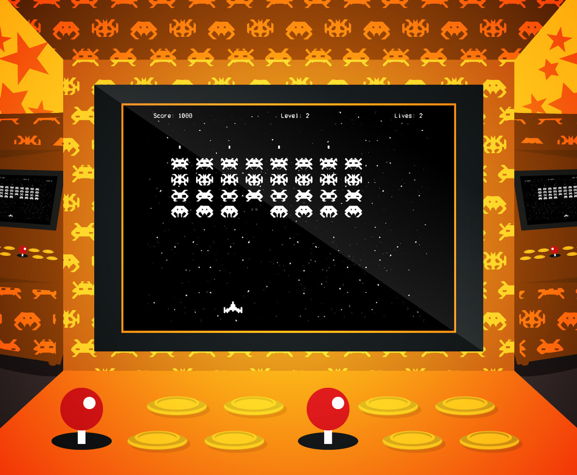 Arcade Invaders Game Illustration Vector