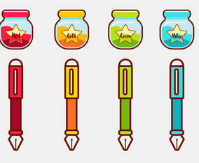 Cute Ink Pot Vector Set