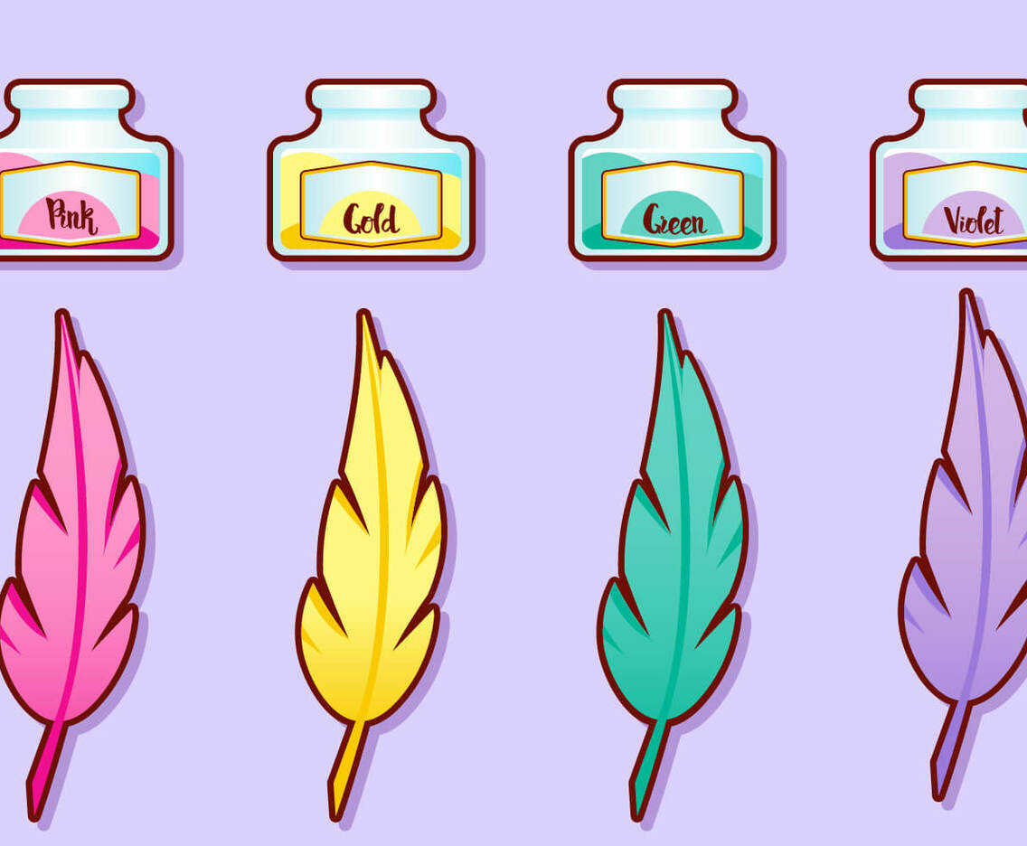 Ink Pot Girly Vector Set