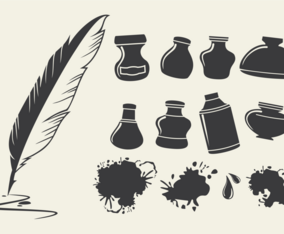 Ink Pot Set Vector