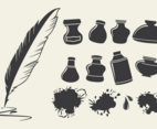 Ink Pot Set Vector
