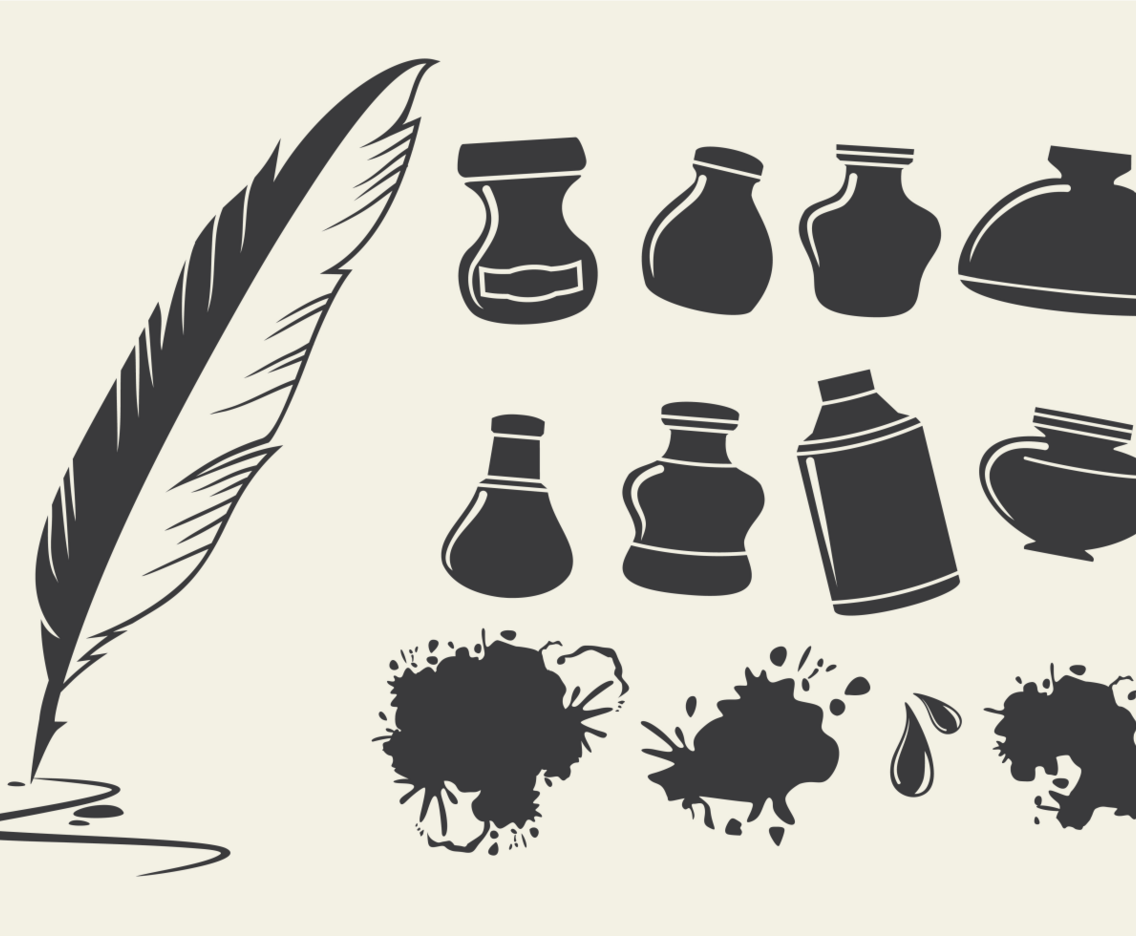 Ink Pot Set Vector
