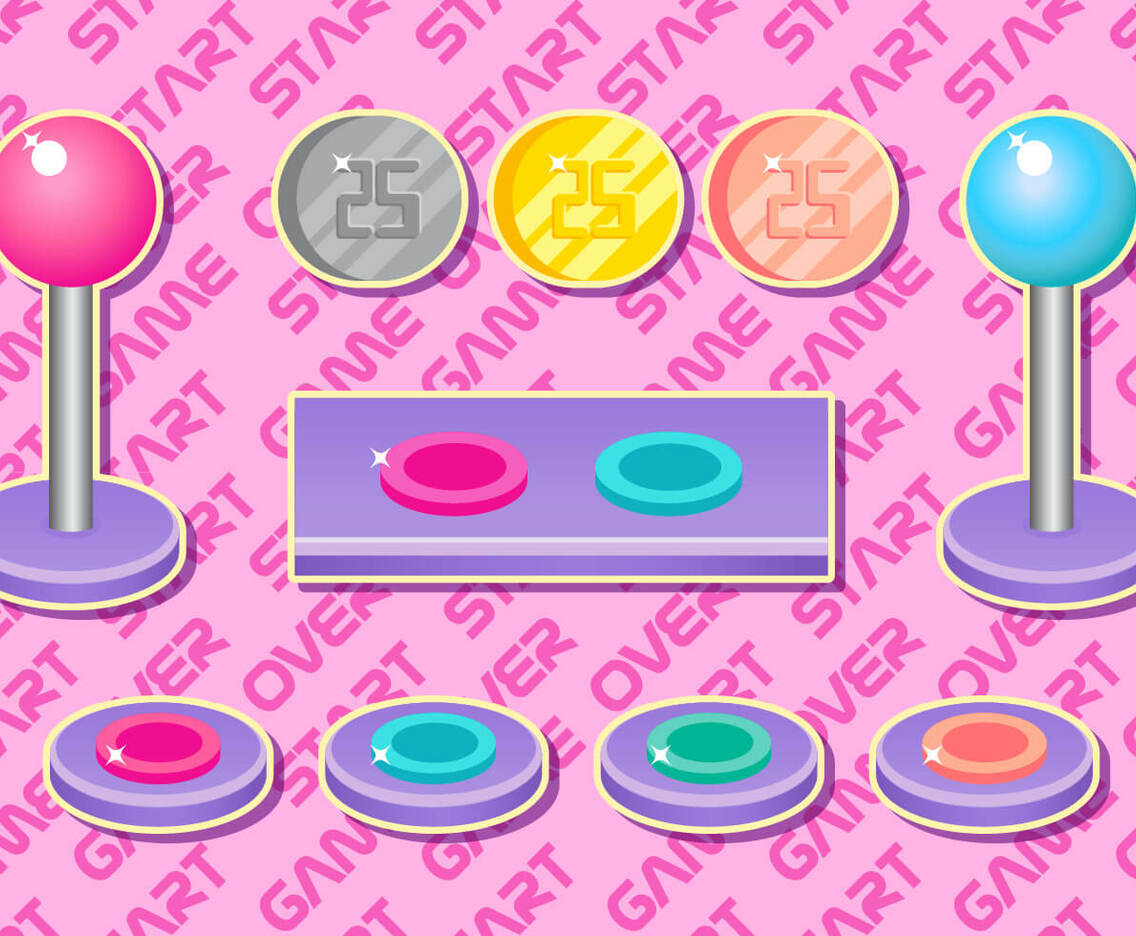 Arcade Button Girly Vector Set