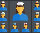 Nurse Cap Flat Vector set