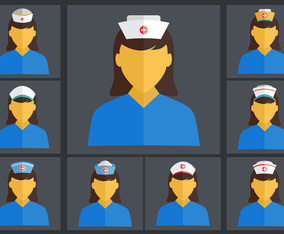 Nurse Cap Flat Vector set