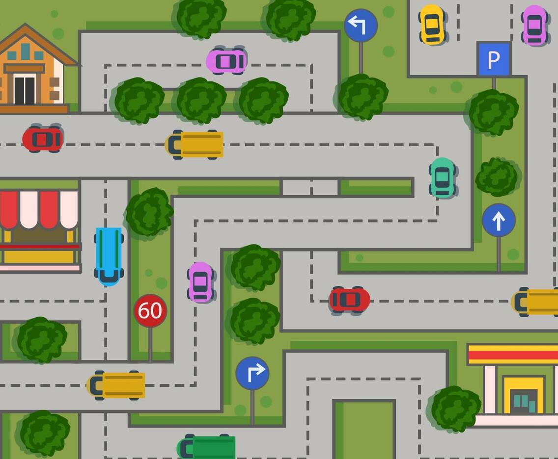 Roundabout Map from Above Vector