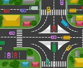Cars and Street View Vector from Above
