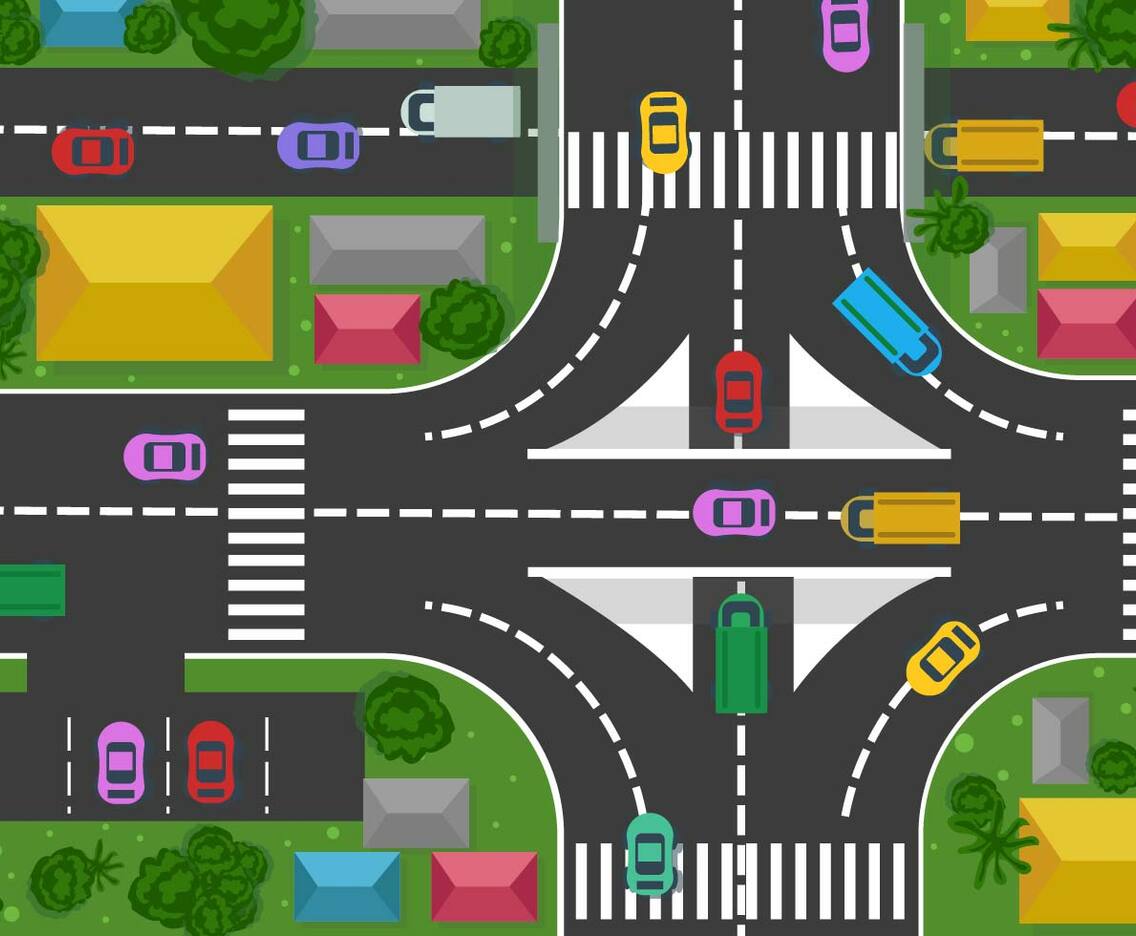 Cars and Street View Vector from Above