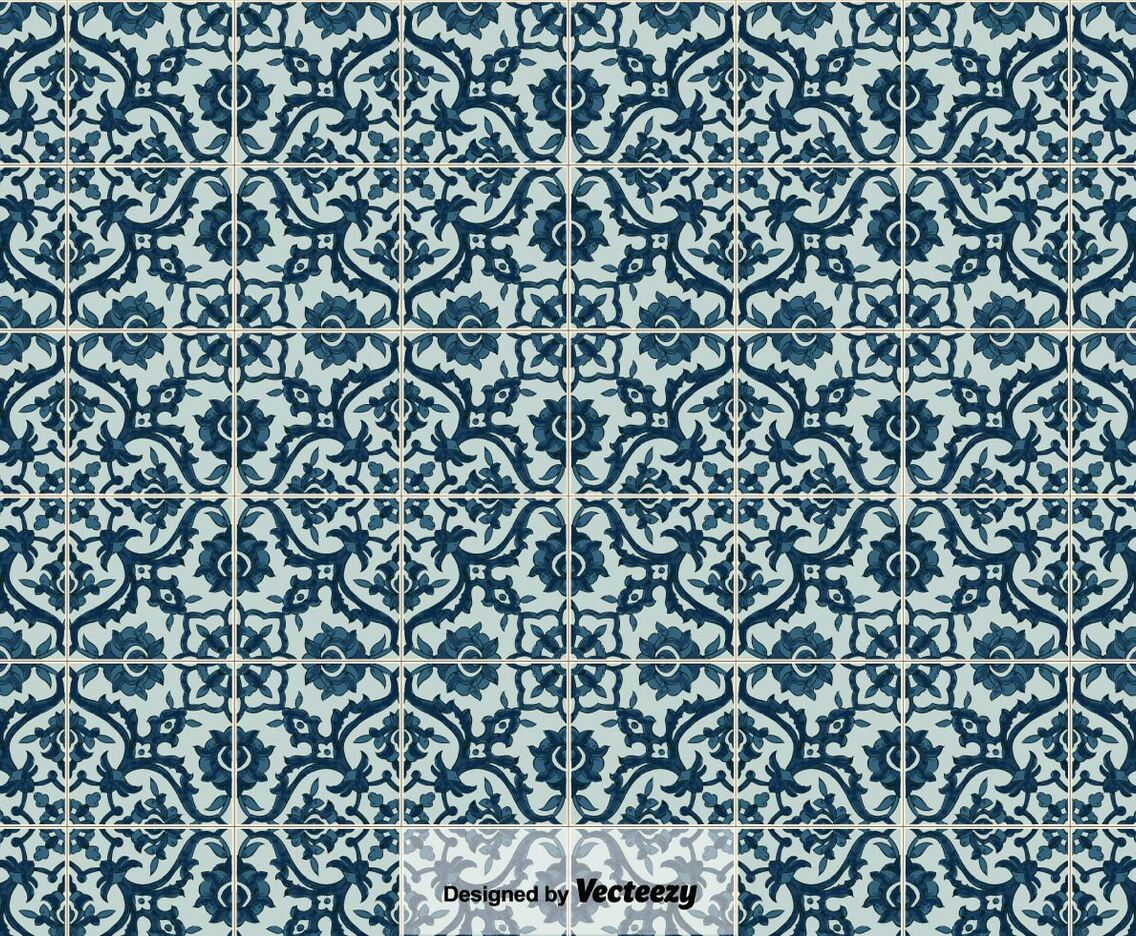 Vector Background of Portuguese Tiles Azulejos,
